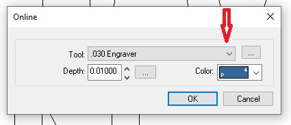 Click on tool and select .030 engraver.