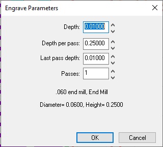 Sometimes if you try to edit tool paths you might get a pop up window showing Engrave Parameters.