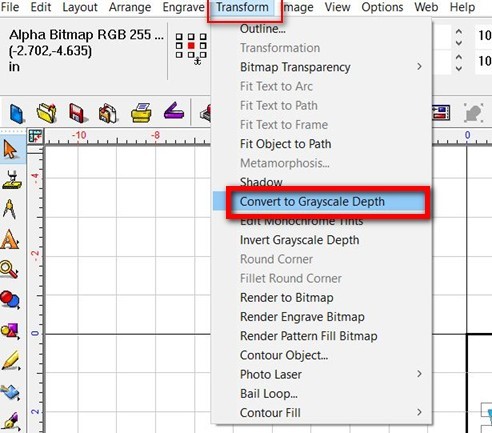 Select Convert to Grayscale Depth in drop down menu.