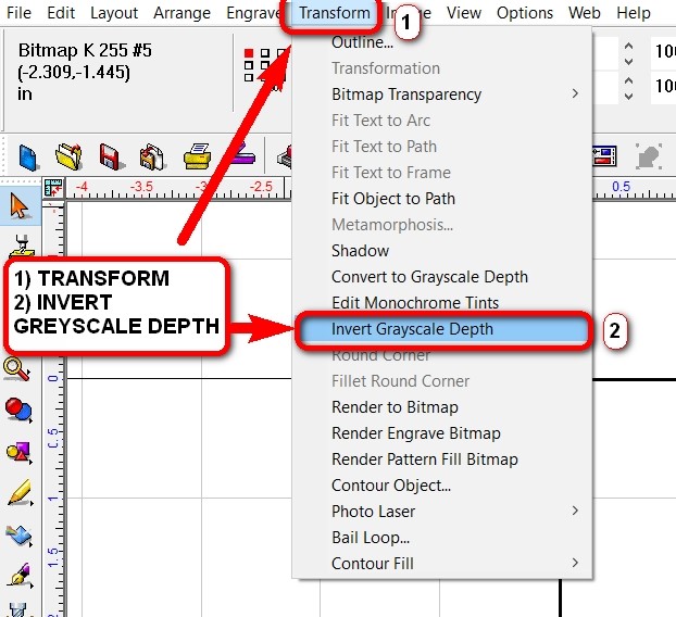 To invert scale select Invert Grayscale Depth in drop down menu .