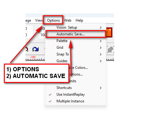 Automatic save drop down menu in the options tab.