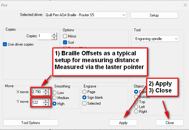 Pop-up window of measurements of distance via laster pointer.